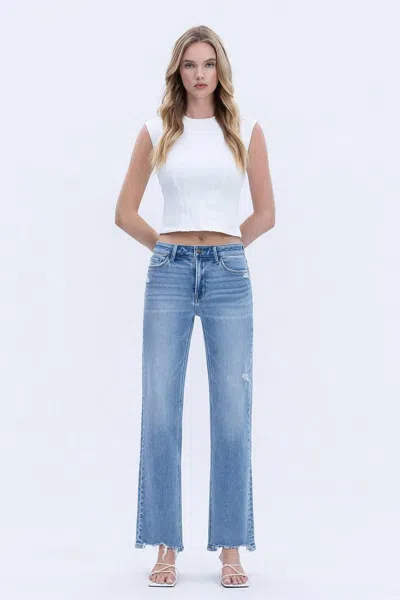 Vervet By Flying Monkey High Rise Ankle Slim Wide Leg Jeans In Honorable In Blue