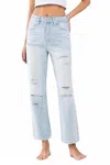 Vervet By Flying Monkey Super High Rise Distressed Ankle Jeans In Light Wash In Blue