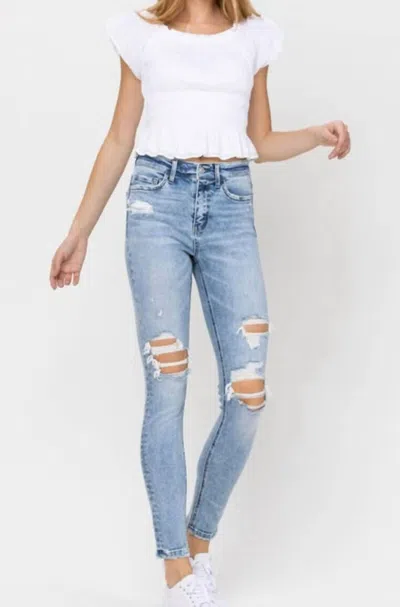 Vervet By Flying Monkey High Rise Distressed Skinny Jean In Dark Denim