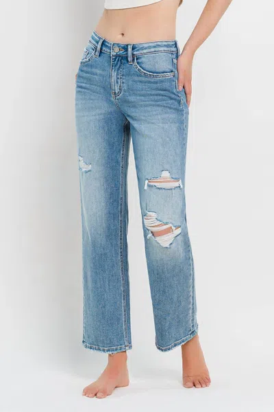 Vervet By Flying Monkey High Rise Distressed Slim Wide Jeans-joysome In Blue
