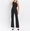 Vervet By Flying Monkey Openness High Rise Rhinestone Detail Slim Wide Jeans In Black In Black