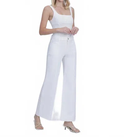 Vervet By Flying Monkey High Rise Full Length Stacked Waistband Wide Leg Jeans In Optic White