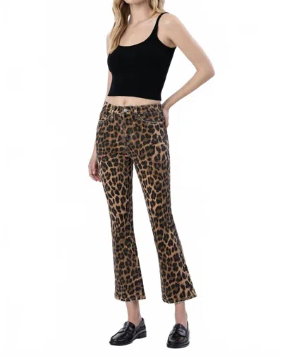Vervet By Flying Monkey High Rise Kick Flare Pants In Leopard In Brown