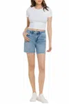 Vervet By Flying Monkey High Rise Midi Shorts In Blue In Blue