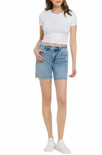 Vervet By Flying Monkey High Rise Midi Shorts In Blue