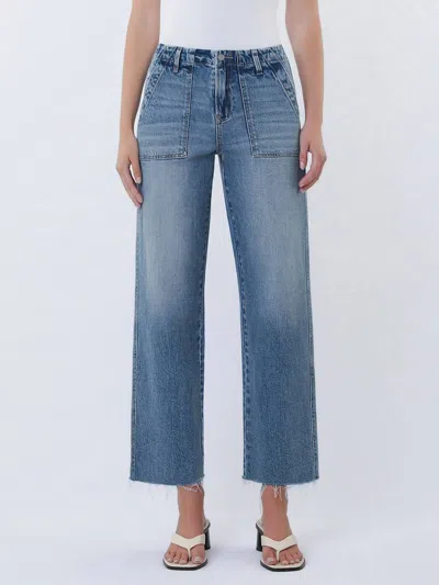 Vervet By Flying Monkey High Rise Patch Pocket Slim Wide Jeans In Fantasy In Blue