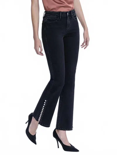 Vervet By Flying Monkey High Rise Pearl Embellished Bootcut Jeans In Black