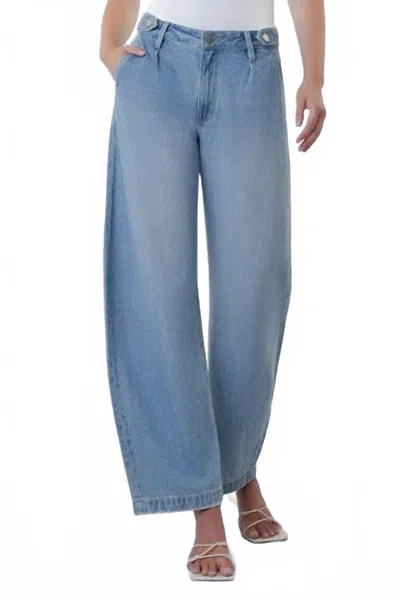 Vervet By Flying Monkey High Rise Pleated Waist Barrel Jeans In Blue
