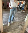 Vervet By Flying Monkey High Rise Pocket Front Barrel Jeans In Light Wash
