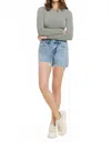 Vervet By Flying Monkey High Rise Raw Hem Shorts In Moon Goddess In Blue