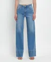 Vervet By Flying Monkey High Rise Raw Hem Wide Leg A Line Jeans In Legitimate In Multi