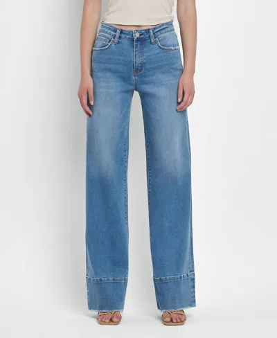 Vervet By Flying Monkey High Rise Raw Hem Wide Leg A Line Jeans In Legitimate In Multi