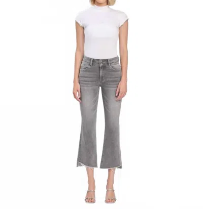 Vervet By Flying Monkey High Rise Raw Slant Hem Mini Bootcut Jeans In Renato In Gold