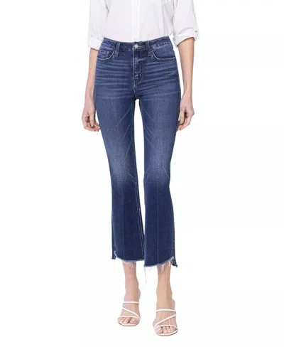 Vervet By Flying Monkey High Rise Raw Step Hem Kick Flare Jeans In Inspirational Blue