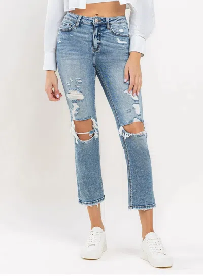 Vervet By Flying Monkey High Rise Slim Straight Jeans In Blue
