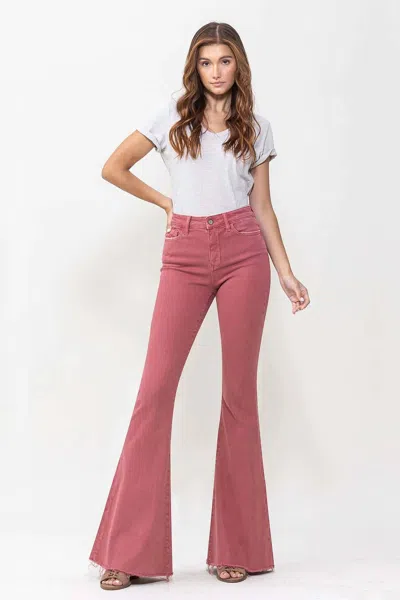 Vervet By Flying Monkey High Rise Super Flare Jean In Mineral Red In Pink