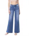 Vervet By Flying Monkey High Rise Trouser Wide Leg Jeans In Denim Blue In Blue