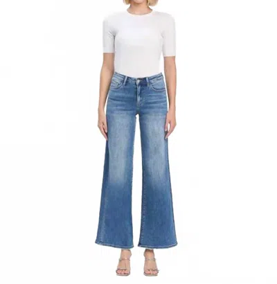Vervet By Flying Monkey High Rise Trouser Wide Leg Jeans In Medium In Blue