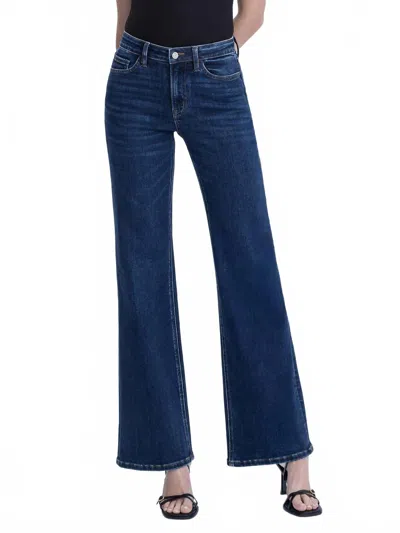 Vervet By Flying Monkey High Rise Vintage Flare Jeans In Dark Wash In Blue
