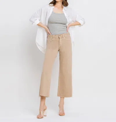 Vervet By Flying Monkey High Rise Wide Crop Jeans In Doeskin
