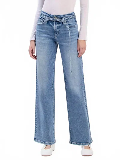 Vervet By Flying Monkey High-rise Wide Leg Belted Jeans In Lucid In Orange