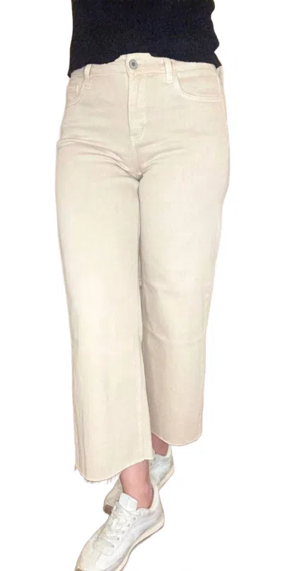 Vervet By Flying Monkey High Rise Wide Leg Crop Pant In Tan In White