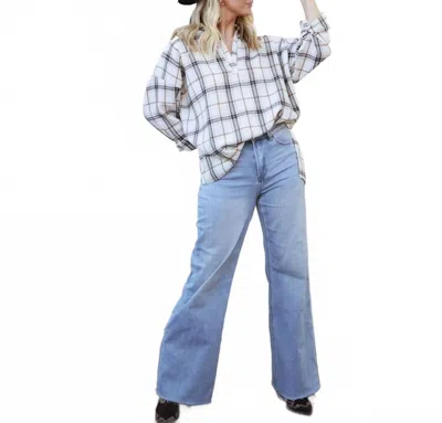Vervet By Flying Monkey High Waisted Wide Leg Jeans In Denim In Animal Print