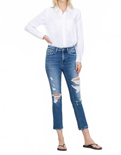 Vervet By Flying Monkey Jeanne Distressed Slim Straight Leg Jeans In Medium Blue