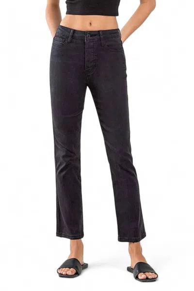 Vervet By Flying Monkey Jeanne High Rise Ankle Straight Jean In Black In Blue