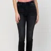 VERVET BY FLYING MONKEY JEANNE HIGH RISE SLIM STRAIGHT JEANS IN BLACK