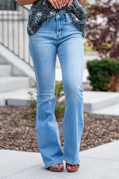 Vervet By Flying Monkey Just Fine High Rise Flare Jeans In Medium Blue