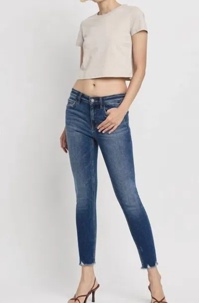Vervet By Flying Monkey Kassie Mr Raw Distressed Hem Skinny In Blue