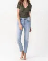 Vervet By Flying Monkey Katrina Mid Rise Slim Straight Jean In Blue In Blue