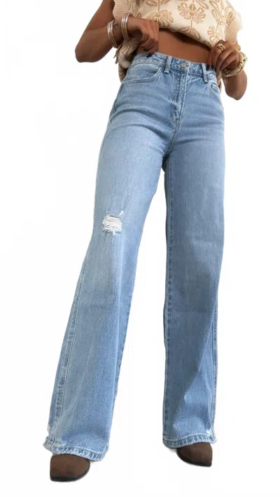 Vervet By Flying Monkey Knix High Rise Wide Leg Jean In Medium Wash In Blue