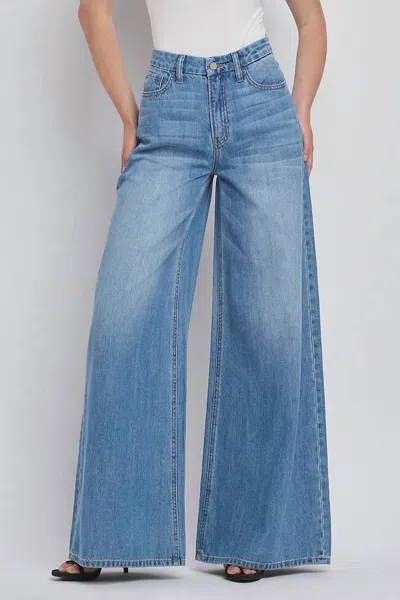 Vervet By Flying Monkey Kudos Wide Leg Jeans In Medium Wash In Blue