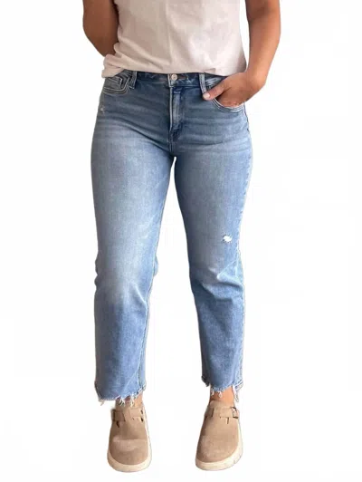 Vervet By Flying Monkey Let's-glo Denim High-rise Slim-wide Leg Jeans In Light Wash In Blue