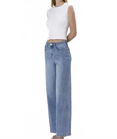 Vervet By Flying Monkey Louise Seam Detail Palazzo Jeans In Blue