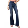 Vervet By Flying Monkey Magic Super High Rise Flare Jeans In Dark Blue In Blue