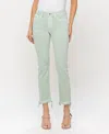 Vervet By Flying Monkey Mid Rise Crop Straight Jeans In Mint In Green