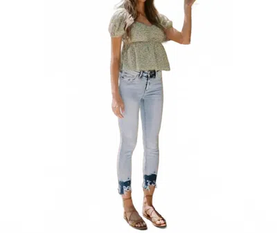 Vervet By Flying Monkey Mid Rise Acid Wash Crop Skinny Jeans In Au Au Privave In Gray