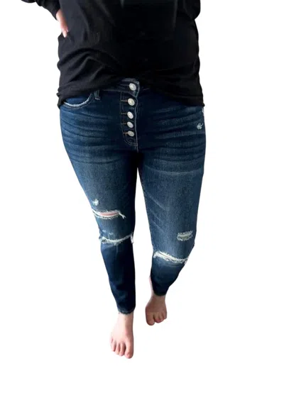 Vervet By Flying Monkey Mid-rise Ankle Skinny In Blue