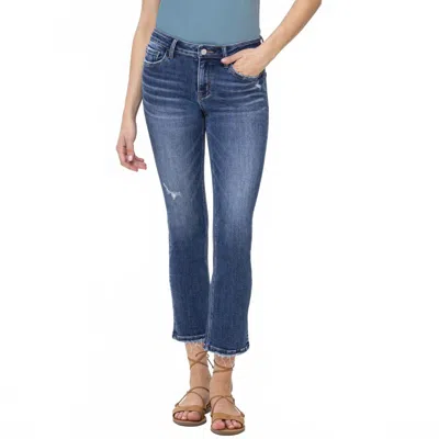 Vervet By Flying Monkey Mid Rise Crop Slim Straight Jeans In Medium Blue