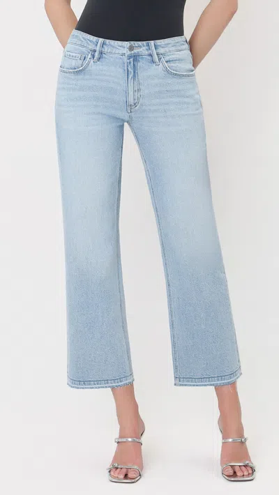 Vervet By Flying Monkey Mid Rise Crop Slim Wide Leg Jeans In Light Wash In Blue