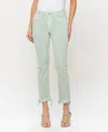 Vervet By Flying Monkey Mid Rise Crop Straight Jeans In Mint In Green