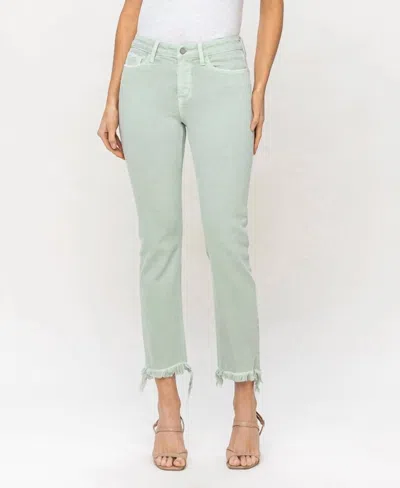 Vervet By Flying Monkey Mid Rise Crop Straight Jeans In Mint In Green