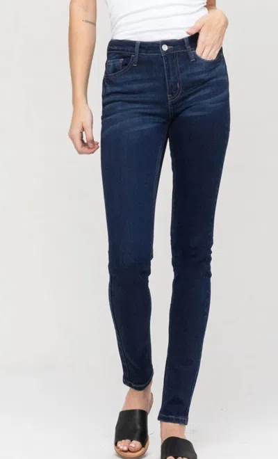 Vervet By Flying Monkey Mid Rise Dark Wash Full Length Skinny In Blue