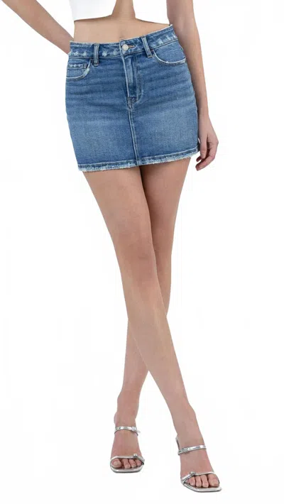 Vervet By Flying Monkey Mid Rise Denim Mini Skirt In Medium Wash In Multi