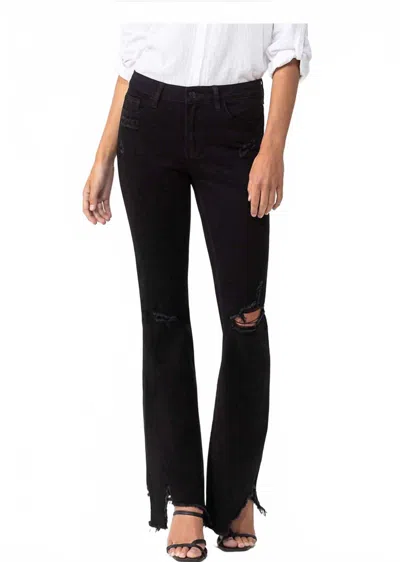 Vervet By Flying Monkey Mid Rise Distressed Flare Jeans In Black