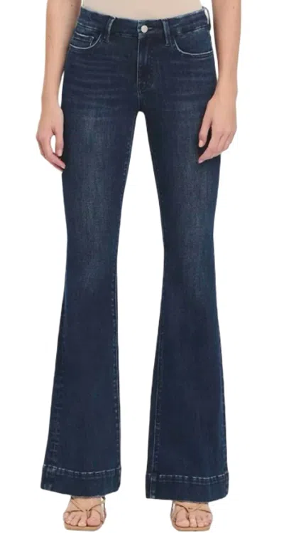 Vervet By Flying Monkey Mid Rise Full Length Flare Jeans In Jesting In Multi