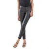 Vervet By Flying Monkey Mid Rise Coated Crop Skinny Jeans In Jet Black In Black
